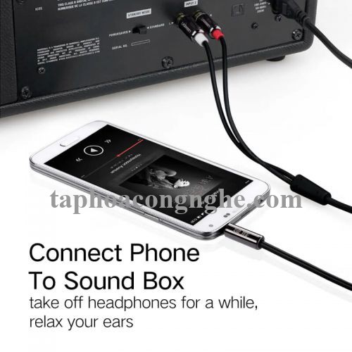 Ugreen 10590 3M màu Đen Cáp âm thanh 2 đầu Bông sen sang 3.5mm Dương mạ vàng AV116 30010590